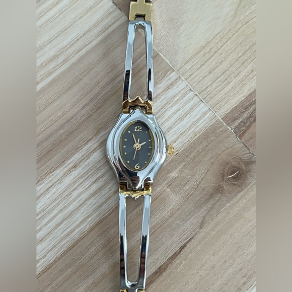 Rumours Ladies Watch Two Tone Bracelet Dark Gray Dial Gold Hands Markers - Picture 3 of 12